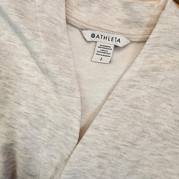 Athleta Purana V-Neck Wrap Sweatshirt Large Fog Grey Heather NWOT Nirvana Modal - Picture 3 of 7
